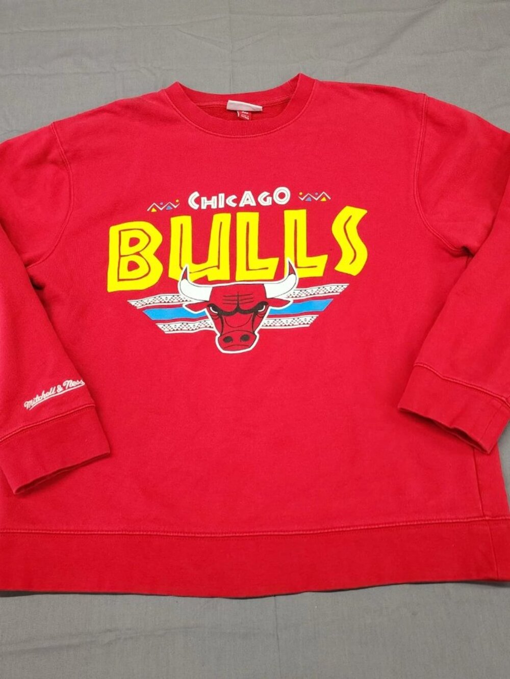 Mitchell & Ness Chicago Bulls Mens XL Red Crewneck Sweatshirt Graphic Pullover